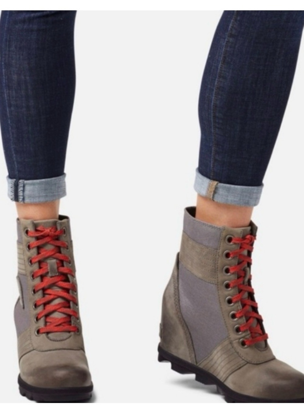 Sorel Wedge Ankle Boots with Red Laces
